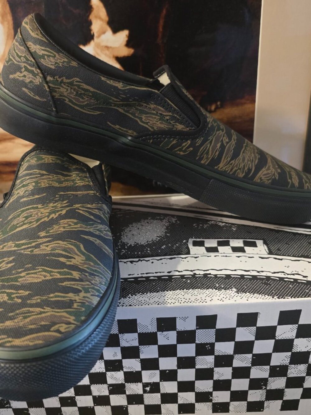 Vans Skate Slip-On Tiger Camo Black Shoes VN0A5FCA9L7 Men's Size 11.5 NEW